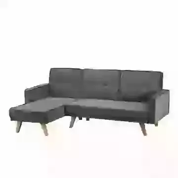 Silver Velvet Fabric Chaise Sofabed with Light Oak Legs